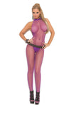 Seamless fishnet halter bodystocking with open crotch- 1609