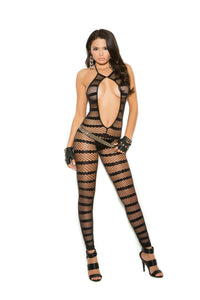 Diamond net Striped Bodystocking 1632