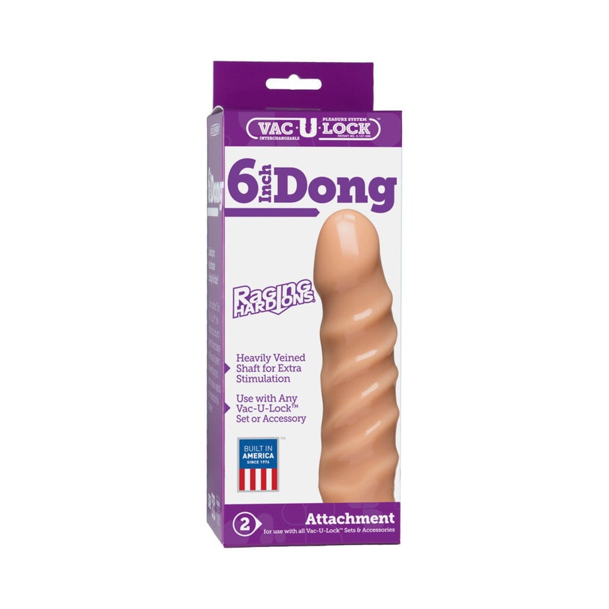 Vac-U-Lock - 6 Inch Dong - Raging Hard-Ons- White