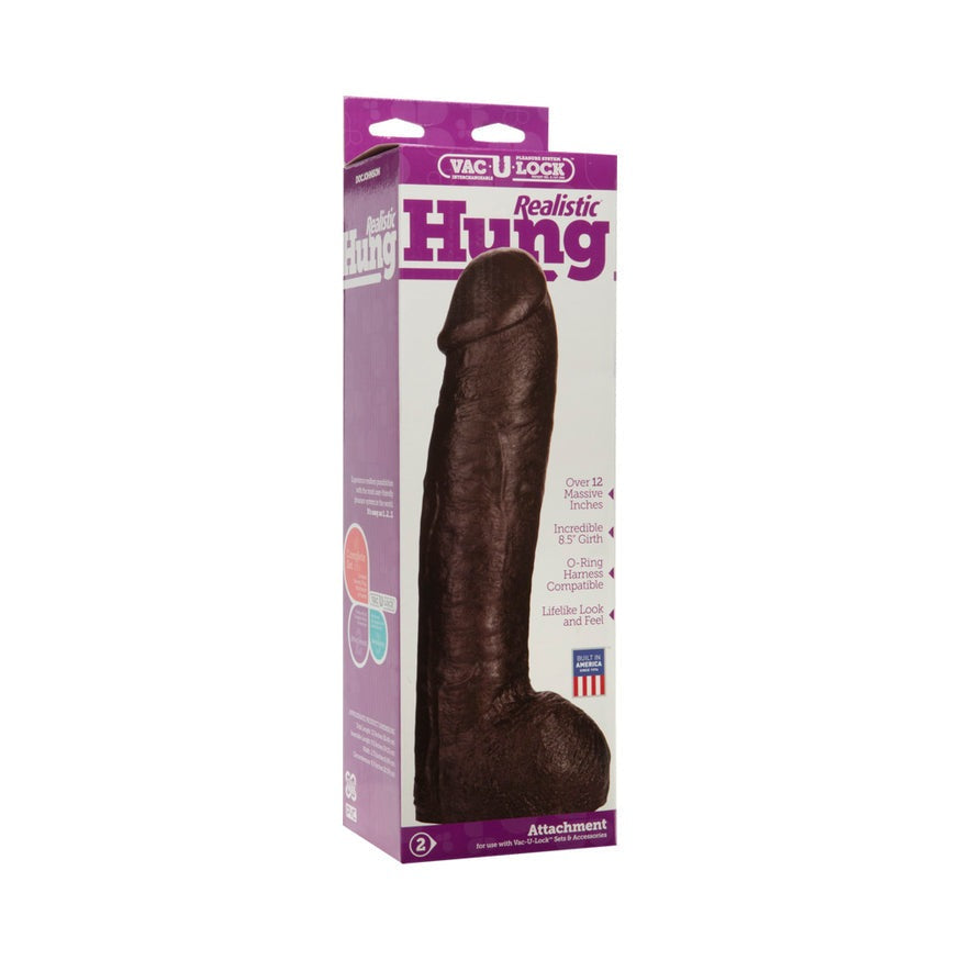 Vac-U-Lock - Realistic Hung 12in. Dildo- Black