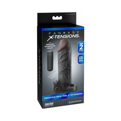 Fantasy X-tensions Vibrating Real Feel 2 in. Extension With Ball Strap- Black