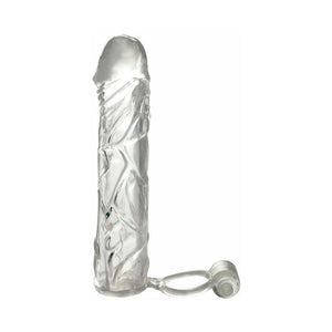 Fantasy X-tensions Vibrating Super Sleeve 1 in. Extension With Ball Strap- Clear