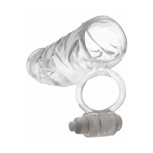 Fantasy X-tensions Vibrating Super Sleeve 1 in. Extension With Ball Strap- Clear