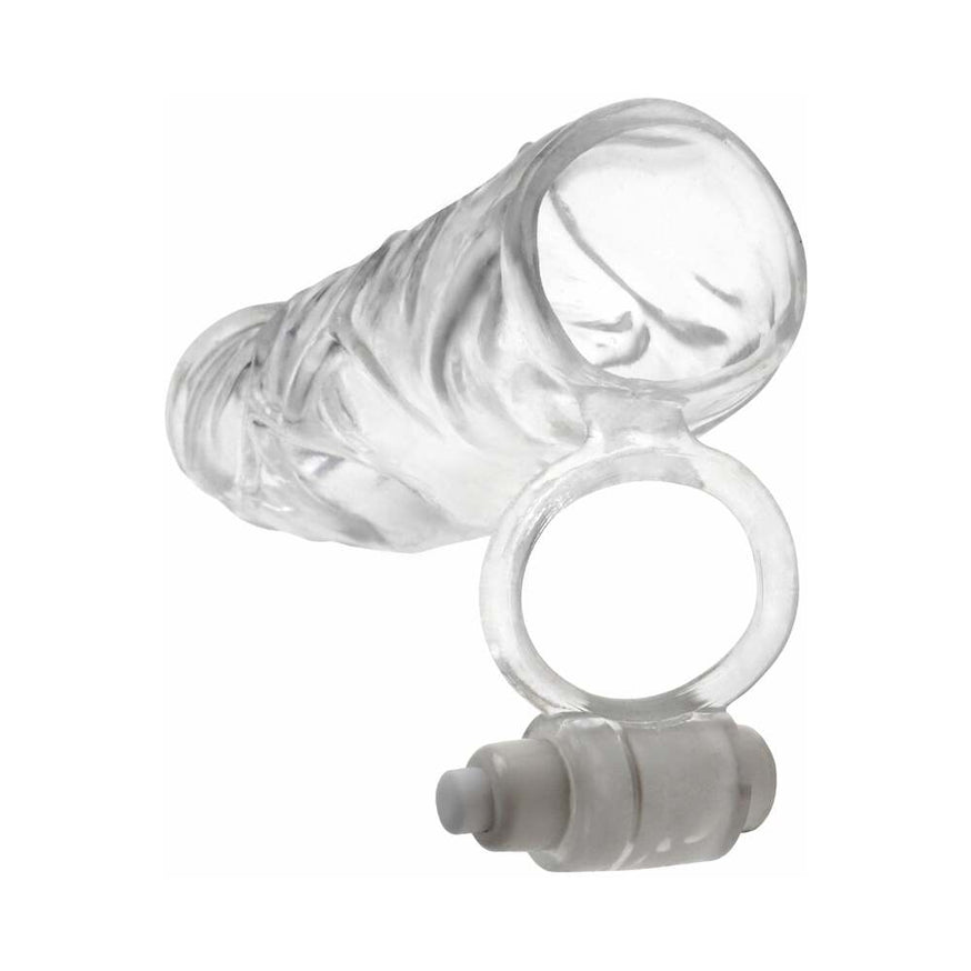 Fantasy X-tensions Vibrating Super Sleeve 1 in. Extension With Ball Strap- Clear