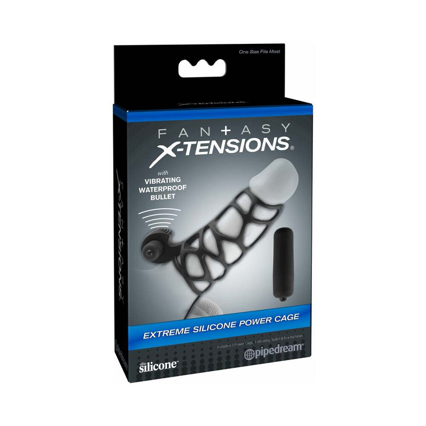 Fantasy X-tensions Vibrating Extreme Silicone Power Cage- Black