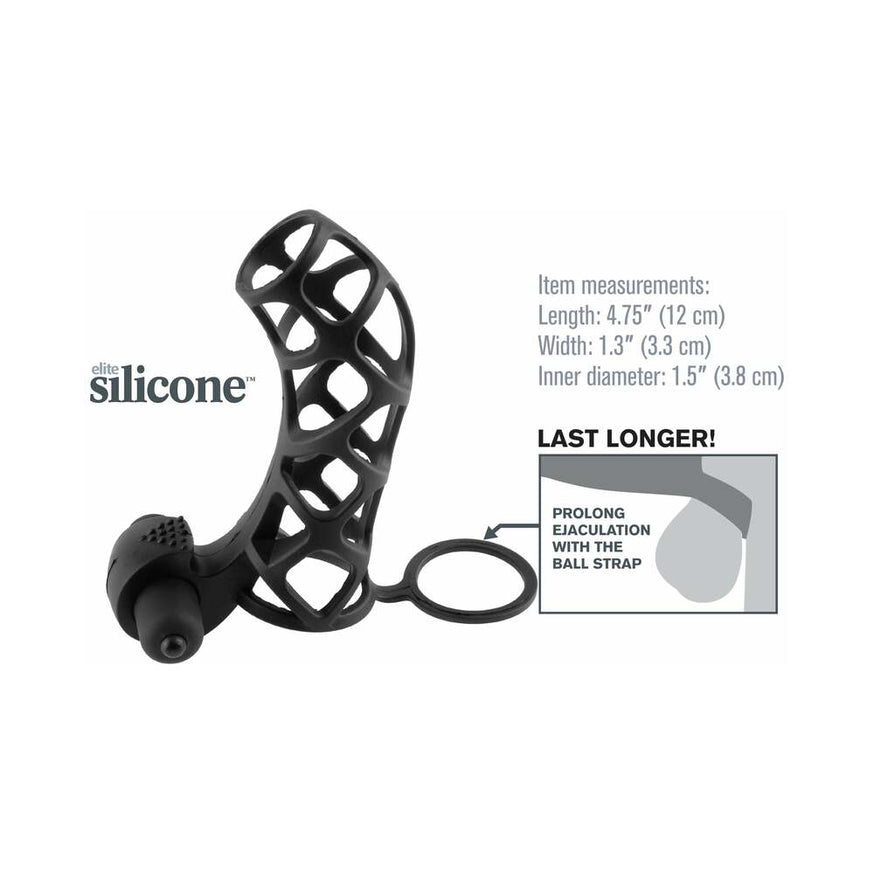 Fantasy X-tensions Vibrating Extreme Silicone Power Cage- Black