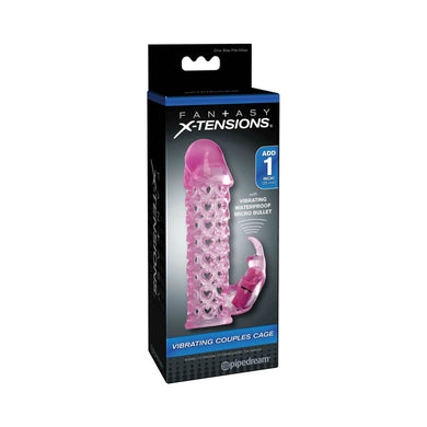 Fantasy X-tensions Vibrating Couples Cage 1 in. Extension- Pink