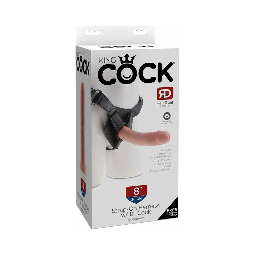 King Cock Strap-On Harness With 8 in. Cock- Beige