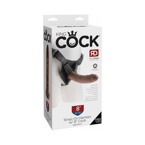 King Cock Strap-On Harness With 8 in. Cock- Brown