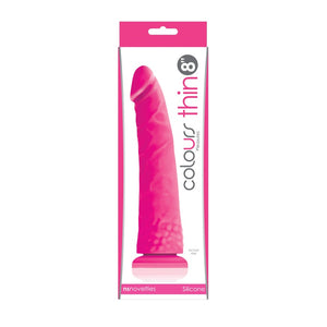 Colours Pleasures Thin 8 in. Dildo- Pink