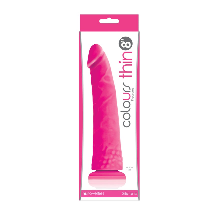 Colours Pleasures Thin 8 in. Dildo- Pink