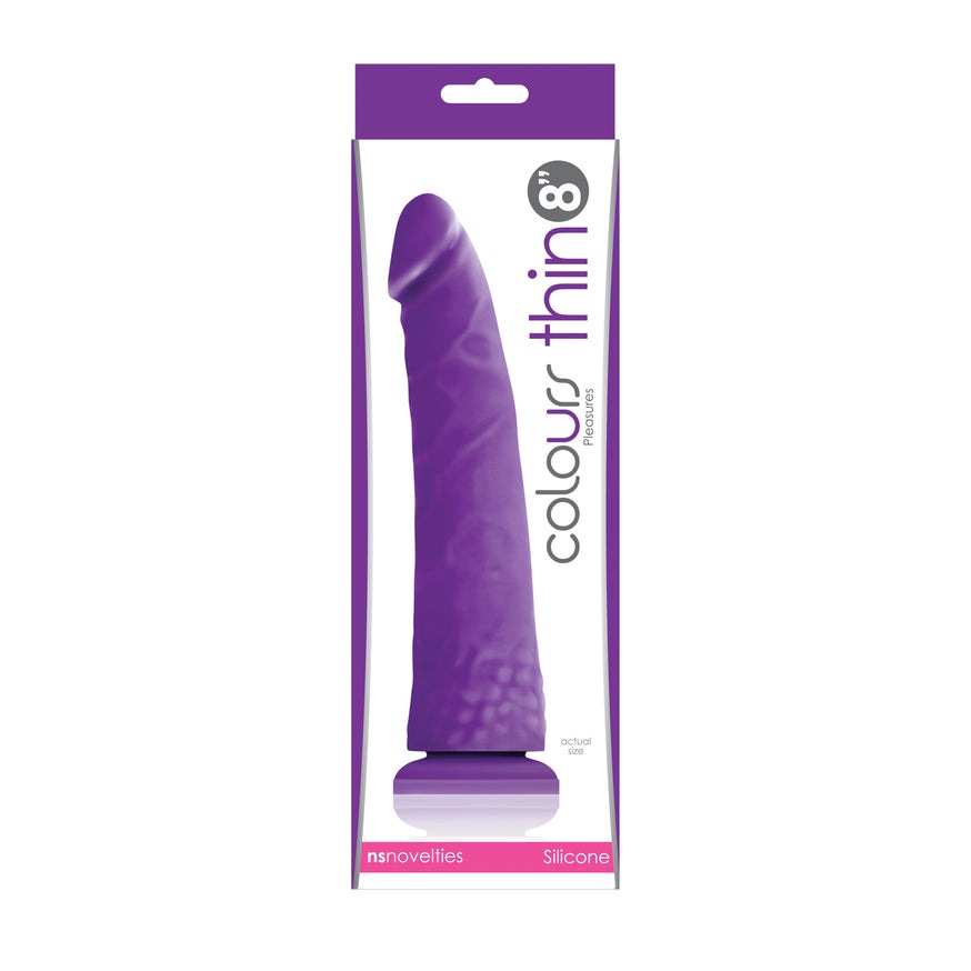 Colours Pleasures Thin 8 in. Dildo- Purple