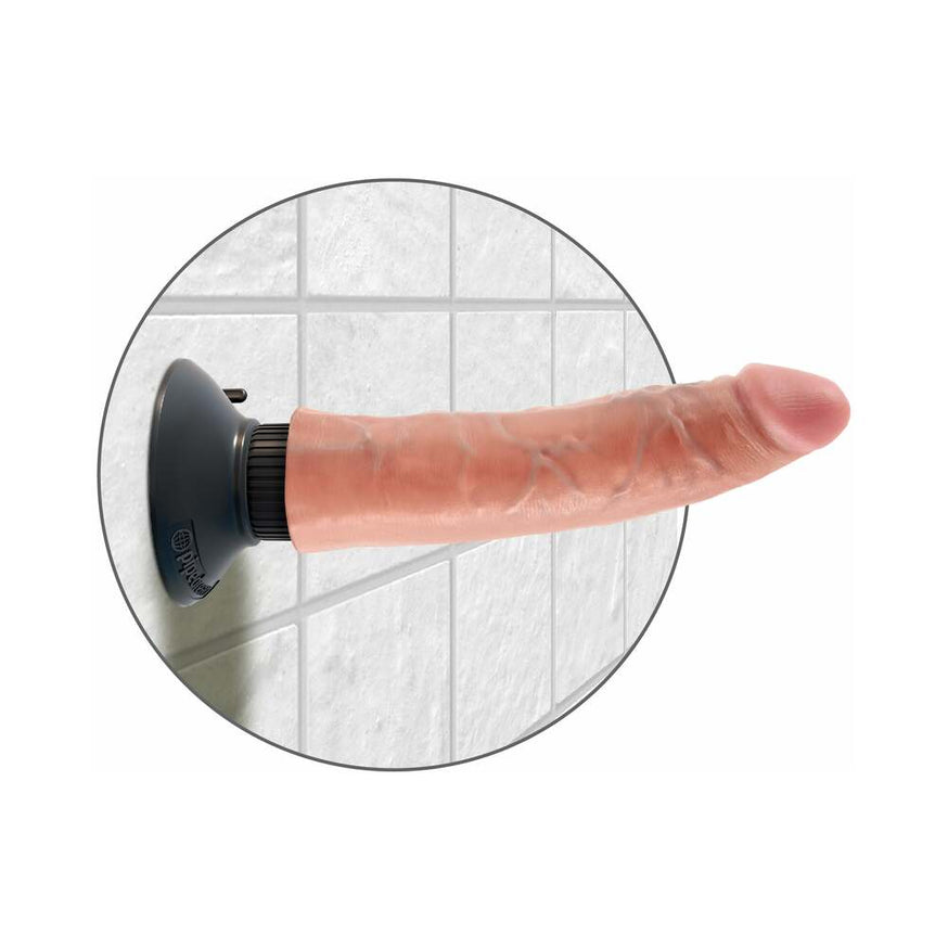 King Cock 7 in. Vibrating Dildo With Suction Cup- Beige