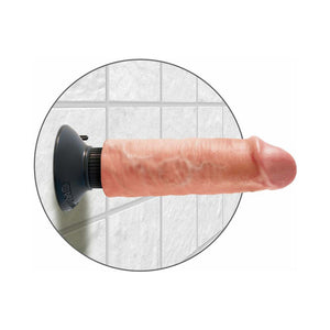 King Cock 6 in. Vibrating Dildo With Suction Cup- Beige