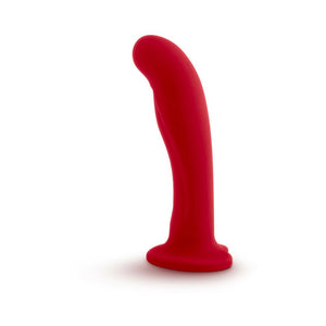 Temptasia Jezebel 6 in. Curved Silicone Dildo with Heart-Shaped Suction Cup- Crimson