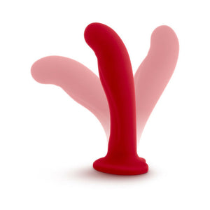 Temptasia Jezebel 6 in. Curved Silicone Dildo with Heart-Shaped Suction Cup- Crimson