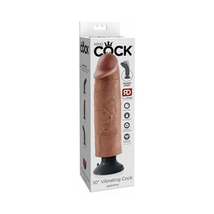 King Cock 10 in. Vibrating Dildo With Suction Cup Tan