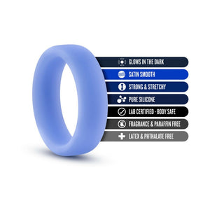 Blush Performance Silicone Glo Cock Ring- Blue Glow