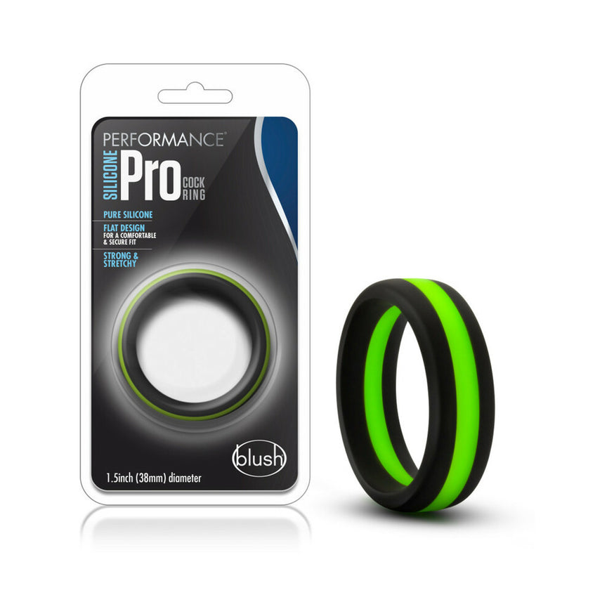 Blush Performance Silicone Go Pro Cock Ring- Black/Green/Black