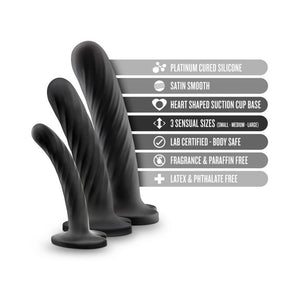 Temptasia Twist Kit 3-Piece Silicone Dildo Set- Black