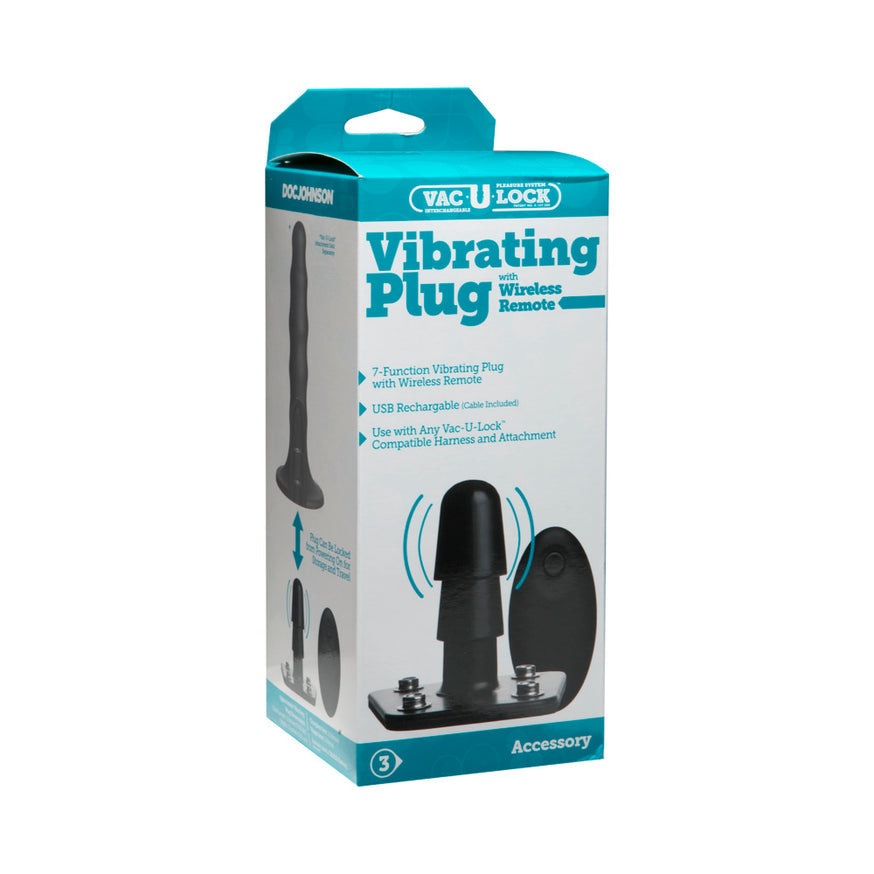 Vac-U-Lock Vibrating Plug with Snaps & Wireless Remote