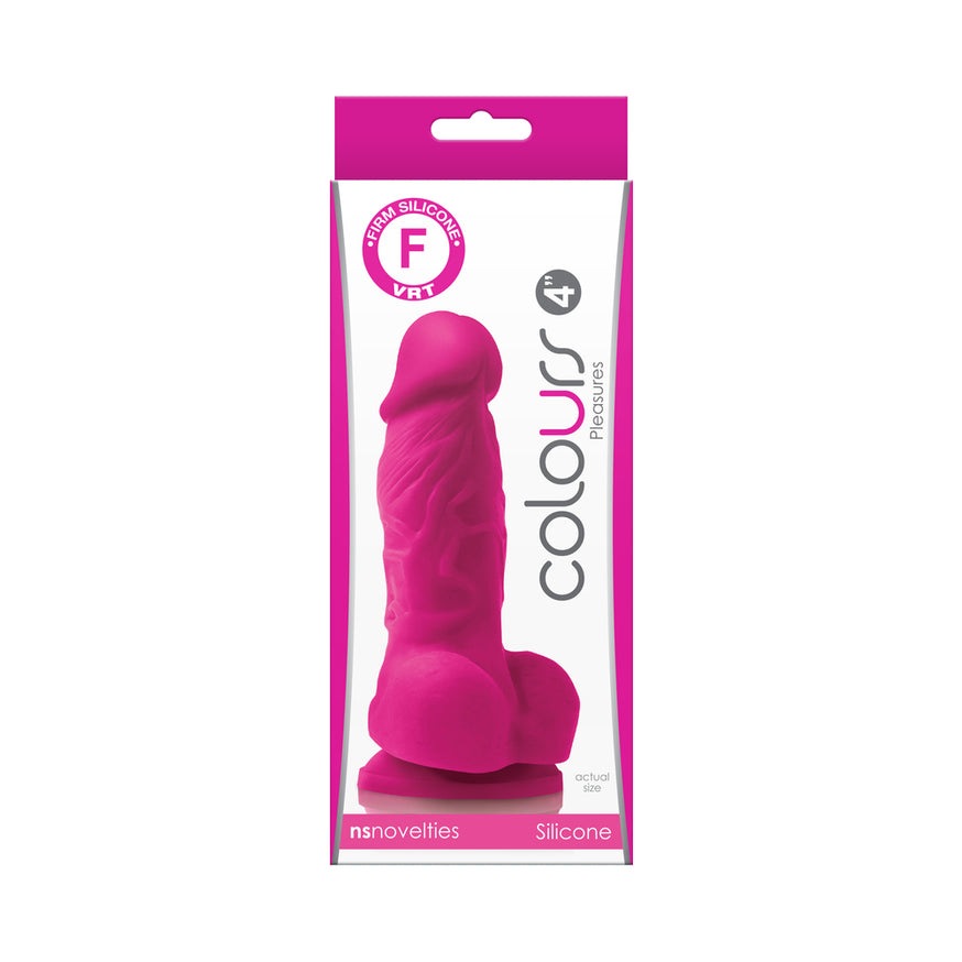 Colours Pleasures 4 in. Dildo W/ Balls- Pink