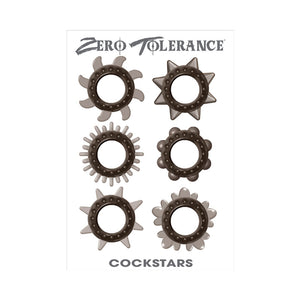 Zero Tolerance Cockstars 6-Piece Cockring Set- Smoke