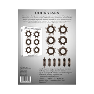 Zero Tolerance Cockstars 6-Piece Cockring Set- Smoke