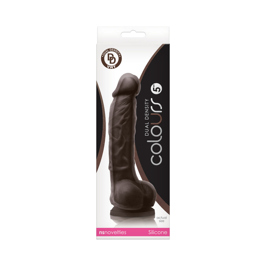 Colours Dual Density 5 in. Dildo Dark- Brown