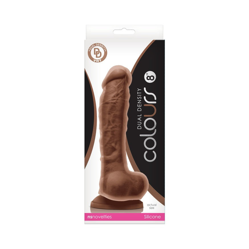 Colours Dual Density 8 in. Dildo- Brown