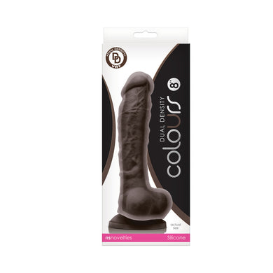 Colours Dual Density 8 in. Dildo- Dark Brown