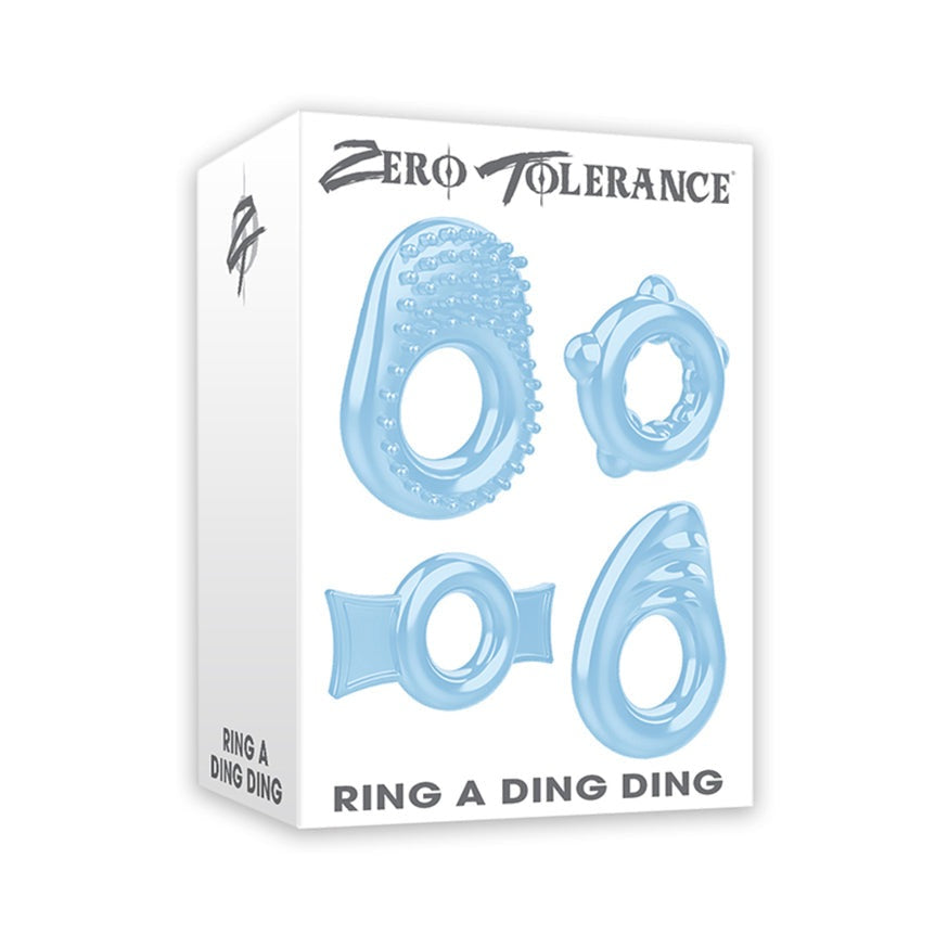 Zero Tolerance Ring A Ding Ding 4-Piece Cockring Set- Blue