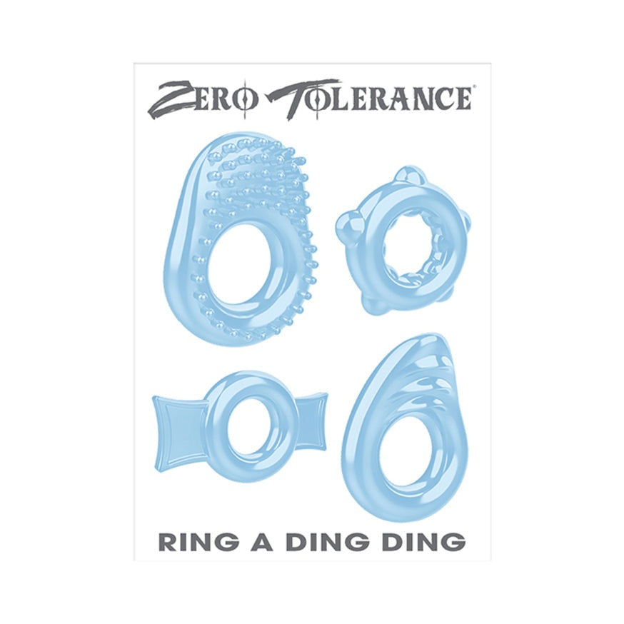 Zero Tolerance Ring A Ding Ding 4-Piece Cockring Set- Blue