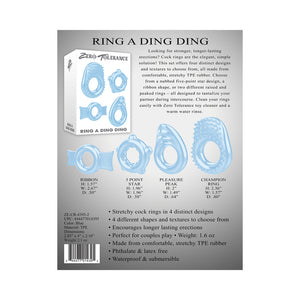 Zero Tolerance Ring A Ding Ding 4-Piece Cockring Set- Blue