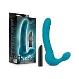 Temptasia Luna 9 in. Silicone Strapless Strap-On Dildo with Rechargeable Bullet Vibrator- Teal