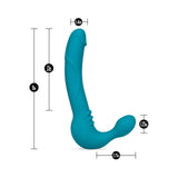 Temptasia Luna 9 in. Silicone Strapless Strap-On Dildo with Rechargeable Bullet Vibrator- Teal