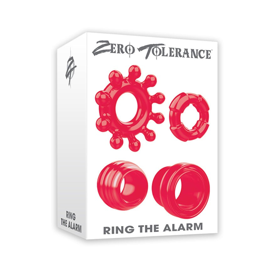 Zero Tolerance Ring The Alarm 4-Piece Cockring Set- Red