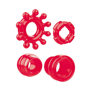 Zero Tolerance Ring The Alarm 4-Piece Cockring Set- Red