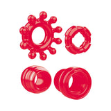 Zero Tolerance Ring The Alarm 4-Piece Cockring Set- Red