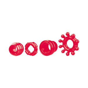 Zero Tolerance Ring The Alarm 4-Piece Cockring Set- Red