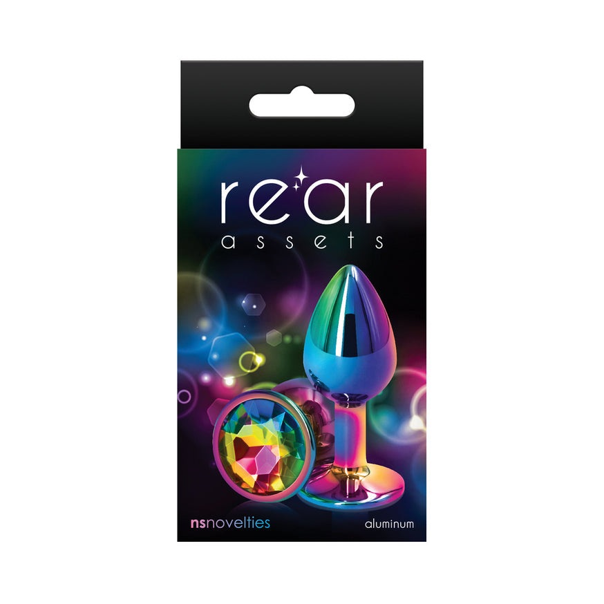 Rear Assets Metal Anal Plug- Multicolor/Rainbow