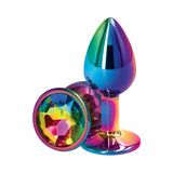 Rear Assets Metal Anal Plug- Multicolor/Rainbow