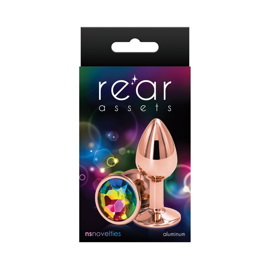 Rear Assets Rose Gold Anal Plug- Rainbow