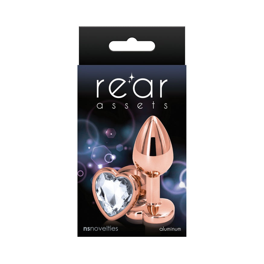 Rear Assets Rose Gold Heart Plug- Clear