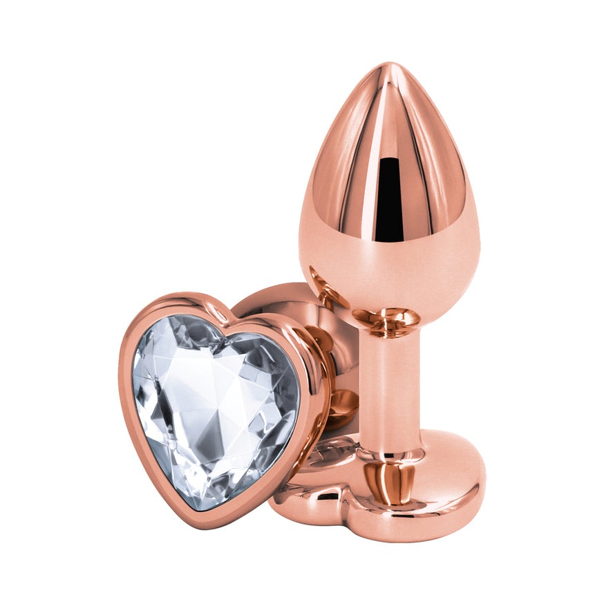 Rear Assets Rose Gold Heart Plug- Clear