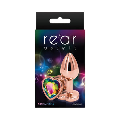 Rear Assets Rose Gold Heart Plug- Rainbow