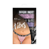 Fantasy Lingerie Vibes Bitch 3Pk Lace Thong Panty Set O/S