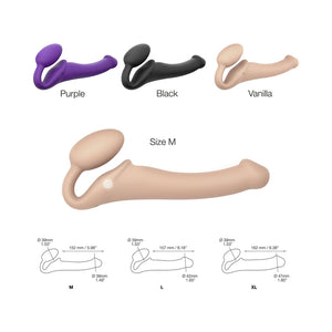 Strap-On-Me Rechargeable Remote-Controlled Silicone Vibrating Bendable Strap-On- Vanilla