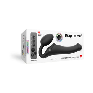 Strap-On-Me Rechargeable Remote-Controlled Silicone Vibrating Bendable Strap-On- Black