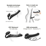 Strap-On-Me Rechargeable Remote-Controlled Silicone Vibrating Bendable Strap-On- Black